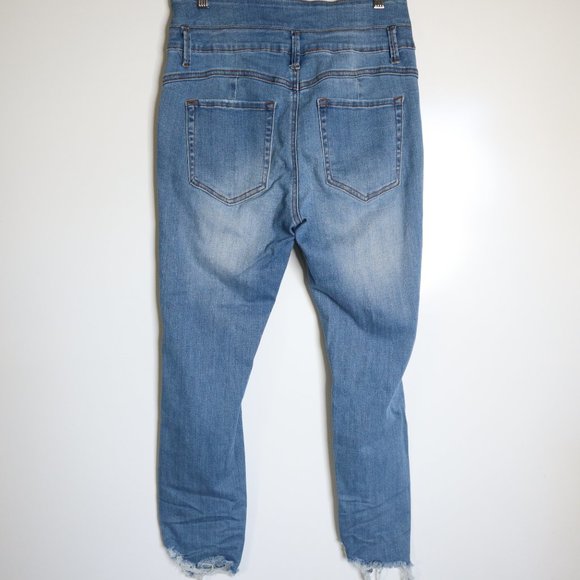 F21 Push-up Butt Shaping High Waist Stretchy Destroyed Jeans 31 XL - Picture 4 of 9